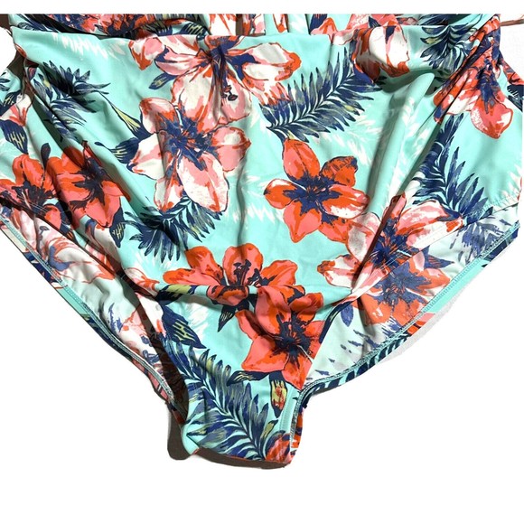 CATHERINES One Piece Swimsuit Bathing Suit Ruffles Built in Bra Floral Size 32W - Picture 3 of 12
